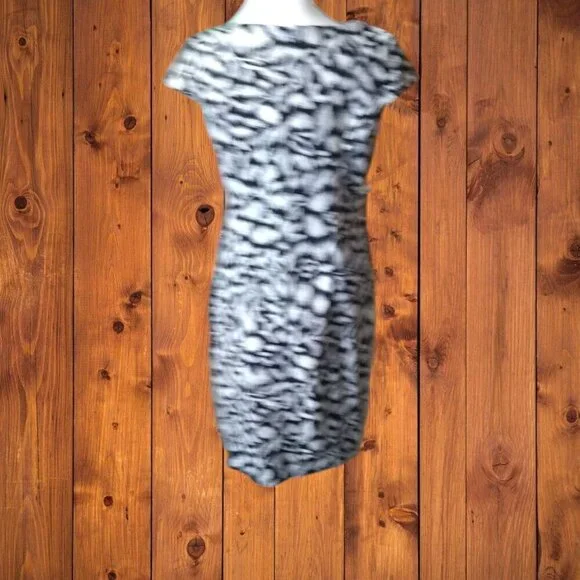 ALYX WOMEN'S SIZE 8 SHORT SLEEVE BLACK AND WHITE GEOMETRIC PRINT DRESS OFFICE - Picture 6 of 6